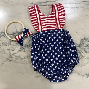 Red/White/Blue Stars and Stripes Romper